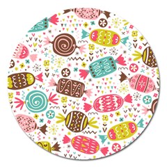 Candy Background Cartoon Magnet 5  (round) by Jancukart