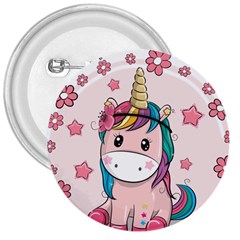 Cartoon Unicorn Fantasy 3  Buttons by Jancukart