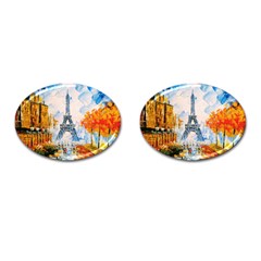 Eiffel Tower Landmark Architecture  Artistic Cufflinks (oval) by danenraven