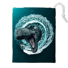 Dinosaur Sea Boat Fantasy Drawstring Pouch (5xl) by Wegoenart