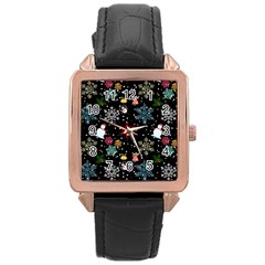 Christmas Thanksgiving Pattern Rose Gold Leather Watch  by Ravend