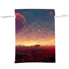 Fantasy World Red Bubbles Landscape  Lightweight Drawstring Pouch (xl) by Wegoenart