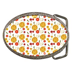 Illustration Pizza Background Vegetable Belt Buckles by Ravend