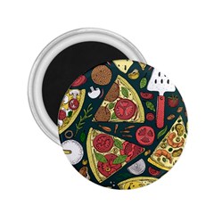 Vector Seamless Pizza Slice Pattern Hand Drawn Pizza Illustration Great Pizzeria Menu Background 2 25  Magnets by Ravend