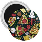 Vector Seamless Pizza Slice Pattern Hand Drawn Pizza Illustration Great Pizzeria Menu Background 3  Magnets Front