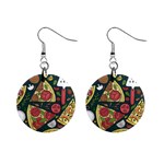Vector Seamless Pizza Slice Pattern Hand Drawn Pizza Illustration Great Pizzeria Menu Background Mini Button Earrings Front