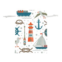 Nautical-elements-pattern-background Lightweight Drawstring Pouch (l) by Jancukart