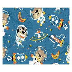 Seamless-pattern-funny-astronaut-outer-space-transportation Double Sided Flano Blanket (small)  by Jancukart