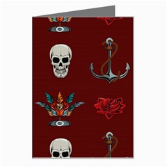Tattoo-old-school-background-pattern Greeting Card by Jancukart