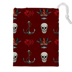 Tattoo-old-school-background-pattern Drawstring Pouch (5xl) by Jancukart