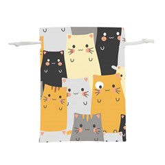Seamless Pattern Cute Cat Cartoons Lightweight Drawstring Pouch (l) by Wegoenart