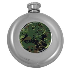 Military-background-grunge-style Round Hip Flask (5 Oz) by Wegoenart