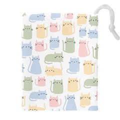 Cute-cat-colorful-cartoon-doodle-seamless-pattern Drawstring Pouch (5xl) by Wegoenart