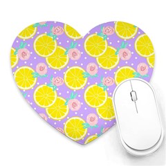 Purple Lemons  Heart Mousepad by ConteMonfrey
