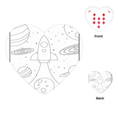 Going To Space - Cute Starship Doodle  Playing Cards Single Design (heart) by ConteMonfrey