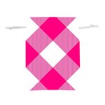 Pink and white diagonal plaids Lightweight Drawstring Pouch (L) Back