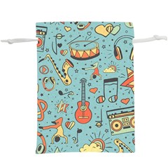 Seamless-pattern-musical-instruments-notes-headphones-player  Lightweight Drawstring Pouch (xl) by Wegoenart