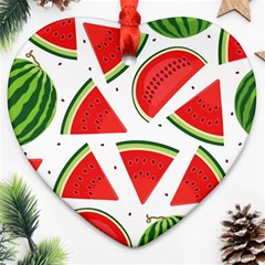 Watermelon Cuties White Ornament (heart) by ConteMonfrey