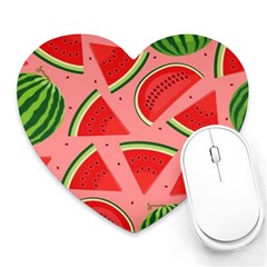 Red Watermelon  Heart Mousepad by ConteMonfrey