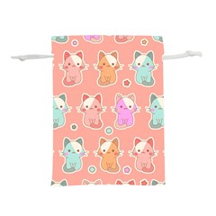 Cute Kawaii Kittens Seamless Pattern Lightweight Drawstring Pouch (m) by Wegoenart