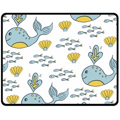 Cartoon Whale Seamless Background Pattern Fleece Blanket (medium)  by Jancukart