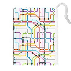 Tube Map Seamless Pattern Drawstring Pouch (5xl) by Jancukart