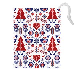 Scandinavian Folk Seamless Pattern Drawstring Pouch (5xl) by Jancukart
