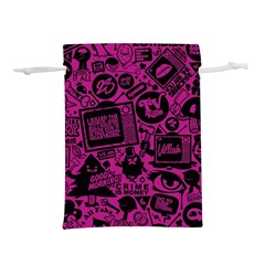 Pink And Black Logo Illustration Lightweight Drawstring Pouch (m) by danenraven