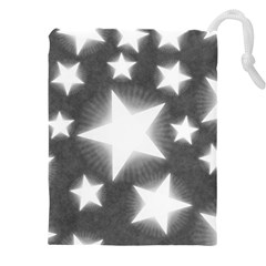 Snowflakes And Star Patterns Grey Stars Drawstring Pouch (5xl) by artworkshop