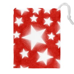 Snowflakes And Star Patterns Red Stars Drawstring Pouch (4xl) by artworkshop