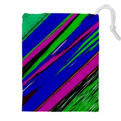 Diagonal Green Blue Purple And Black Abstract Art Drawstring Pouch (5xl) by KorokStudios