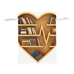 Bookshelf Heart Lightweight Drawstring Pouch (l) by artworkshop