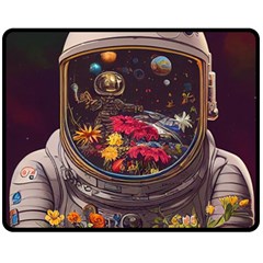 Astronaut Universe Planting Flowers Cosmos Jpg Fleece Blanket (medium) by Pakemis