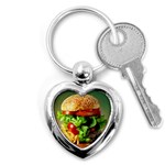 Hamburger Cheeseburger Burger 3d Render Snack Key Chain (Heart) Front