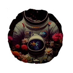Astronaut Universe Planting Flowers Cosmos Art Standard 15  Premium Round Cushions by Pakemis