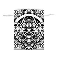 Tiger Illustration Vintage Border Frame Engraving With Retro Ornament Pattern Antique Rococo Style D Lightweight Drawstring Pouch (l) by Pakemis