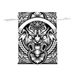 Tiger Illustration Vintage Border Frame Engraving With Retro Ornament Pattern Antique Rococo Style D Lightweight Drawstring Pouch (L) Front