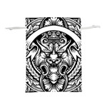 Tiger Illustration Vintage Border Frame Engraving With Retro Ornament Pattern Antique Rococo Style D Lightweight Drawstring Pouch (L) Back