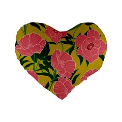 Pink Flower Seamless Pattern Standard 16  Premium Heart Shape Cushions by Pakemis