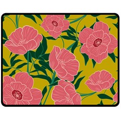 Pink Flower Seamless Pattern Double Sided Fleece Blanket (medium) by Pakemis