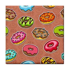 Doughnut Doodle Colorful Seamless Pattern Tile Coaster by Pakemis