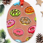 Doughnut Doodle Colorful Seamless Pattern Ornament (Oval) Front