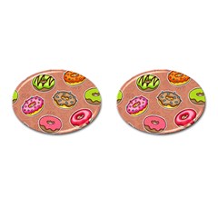 Doughnut Doodle Colorful Seamless Pattern Cufflinks (oval) by Pakemis