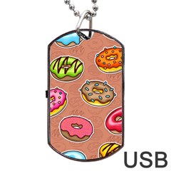Doughnut Doodle Colorful Seamless Pattern Dog Tag Usb Flash (two Sides) by Pakemis