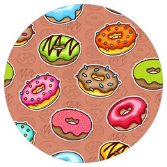 Doughnut Doodle Colorful Seamless Pattern Round Trivet by Pakemis