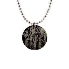 Catholic Motif Sculpture Over Black 1  Button Necklace by dflcprintsclothing