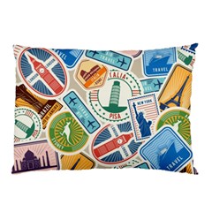 Travel Pattern Immigration Stamps Stickers With Historical Cultural Objects Travelling Visa Immigran Pillow Case by Pakemis