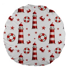 Nautical Seamless Pattern Large 18  Premium Flano Round Cushions by Pakemis