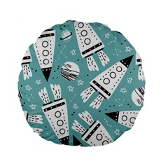 Cute Seamless Pattern With Rocket Planets Stars Standard 15  Premium Flano Round Cushions by Pakemis