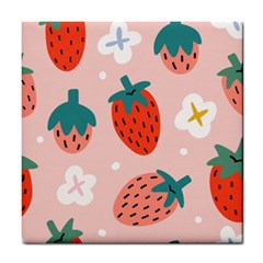 Strawberry-seamless-pattern Tile Coaster by Pakemis